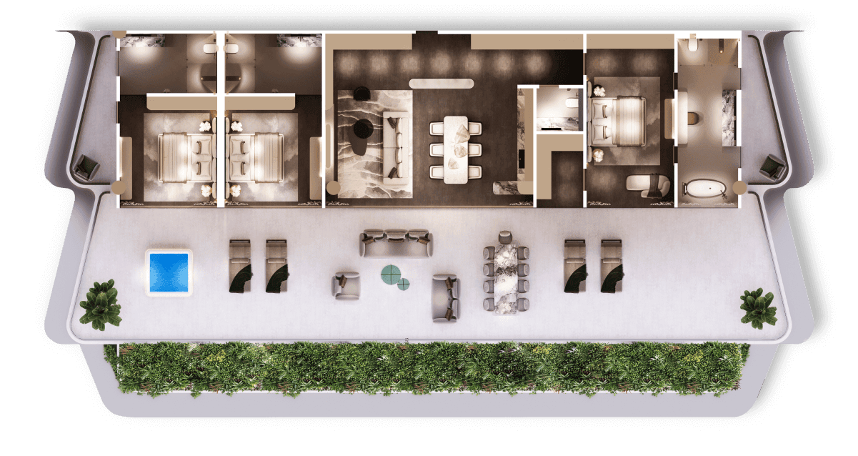 Plan du penthouse présidentiel, 337 m², Magnum Resort Sanur